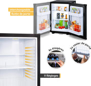TZS First Austria - Mini refrigerador de 40L silencioso con cerradura - Pequeña mininevera con puerta reversible y luz interior - Minibar para camping, oficina, dormitorio y hotel - Negro mate