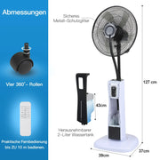 Ventilador de pie Sonnewelt con refrigeración por agua y nebulizador ultrasónico