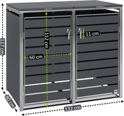 Zelsius - Cubo para 2 cubos de basura de acero inoxidable | (An) 132 x (P) 80 x (Al) 117 cm | Antracita RAL7016 | incl. posibilidad de ampliación | Revestimiento para cubos de basura, caja de basura para jardín, caseta para cubos de basura