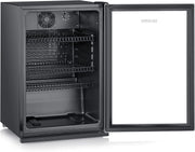 Frigorífico para botellas SEVERIN, con cerradura integrada e iluminación LED integrada, 118 L de capacidad útil, negro/plata, FSK 8840