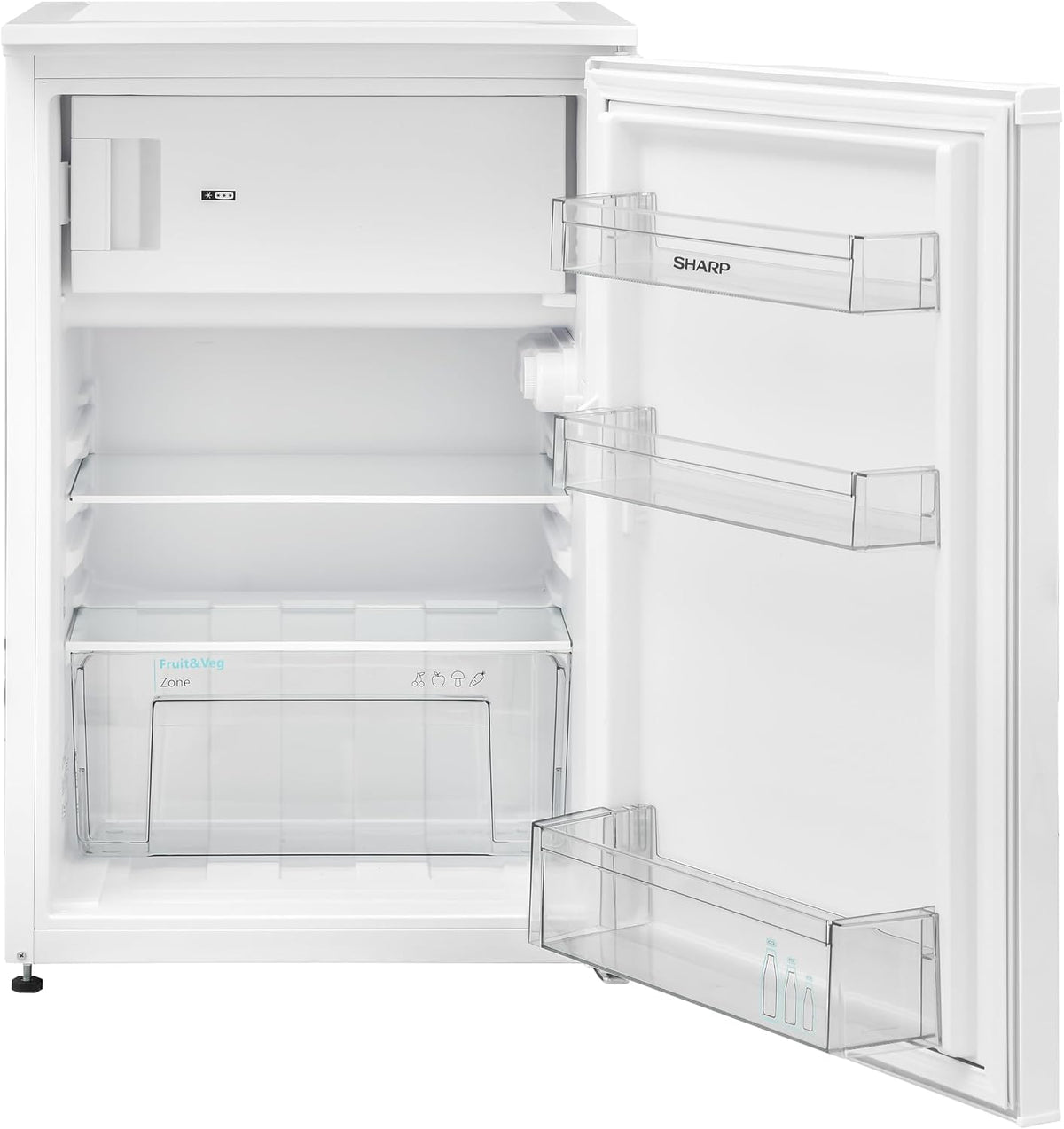Frigorífico con congelador SHARP SJ-UD121T2W-EU / 121L de capacidad útil, de los cuales 17L en el congelador / frigorífico pequeño con regulación continua de temperatura / iluminación interior LED / blanco
