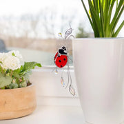 Estaca decorativa para plantas de mariquita de cristal con cristales - Atrapasoles para decoración de jardín