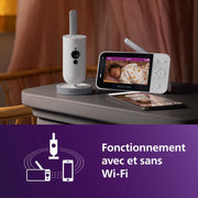 Monitor de bebé Philips AVENT con vídeo conectado por Wi-Fi, cámara HD de alta calidad, visión nocturna por infrarrojos, detección de llanto, audio bidireccional, 12 horas de autonomía en modo eco, SCD951/26