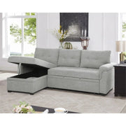 Sofá seccional reversible convertible con cama extraíble, chaise longue con almacenamiento oculto y patas duraderas