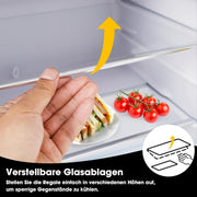 Refrigerador con congelador Merax, combinación frigorífico-congelador, frigorífico pequeño con 51L y congelador de 21L, silencioso, LED, estantes de vidrio, cajón para verduras, estantes en la puerta, para cocina, sala de estar, oficina, negro