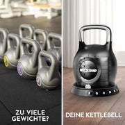 Kettlebell ajustable 7 en 1 de 2 a 20 kg para entrenamiento de cuerpo completo con mango de acero inoxidable resistente y sistema de pesas