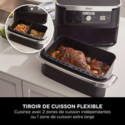 Freidora de aire NINJA Foodi FlexDrawer, zona dual con divisor extraíble, cajón grande de 10,4 L, 7 en 1, zona doble, sin aceite, piezas antiadherentes aptas para lavavajillas, negro AF500EU