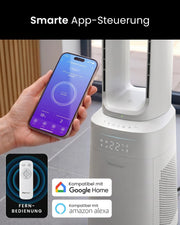 Ventilador sin aspas Pro Breeze OmniAir de 105 cm con purificador de aire: ventilador inteligente para el hogar, Wi-Fi, aplicación, filtro HEPA 13, 10 velocidades: ventilador de torre muy silencioso, 5 modos, oscilación automática de 75°