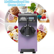 Máquina comercial de helado de mostrador, máquina de helado suave de sabor único de 4 a 5 kg/h con pantalla LED y función de limpieza automática (púrpura)