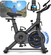 Bicicleta estática, CHAOKE Bicicleta estática silenciosa con resistencia magnética ajustable, bicicleta de ejercicio para interiores con aplicación y pantalla LCD, para entrenamiento cardiovascular, capacidad 150 kg