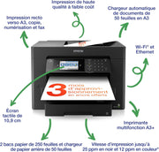 WorkForce WF-7840DTW | Impresora A3+ 4 en 1 - Impresión a doble cara, Escaneado, Copia, Fax - WiFi Direct, Ethernet, PrecisionCore, 25 ppm en negro/12 ppm en color, Móvil, Tintas económicas