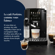 De'Longhi Magnifica Start - Máquina de café automática Perfetto con espumador de leche automático LatteCrema, 4 bebidas programadas, controles táctiles, negro (ECAM220.91.B)