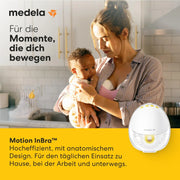 Extractor de leche eléctrico portátil Motion InBra con batería, 9 niveles de succión, embudo de 24 mm, 3 insertos de silicona, bolsa de almacenamiento