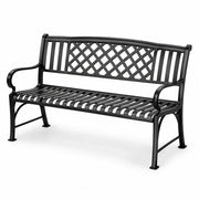 Banco de jardín de hierro fundido, 3 plazas, negro, 128 cm