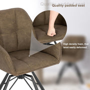 WOLTU Juego de 4 sillas de comedor giratorias, silla de cocina, silla tapizada, silla giratoria, silla cómoda con reposabrazos y respaldo, silla con reposabrazos para comedor y salón, con tapizado de piel sintética, marrón