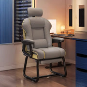 Silla ejecutiva ergonómica de cuero con respaldo alto color amarillo