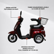 Scooter eléctrico para personas mayores Arvo P300 Rojo