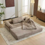 Sofá cama convertible de pana, 2 plazas, color gris oscuro / gris / verde / azul marino