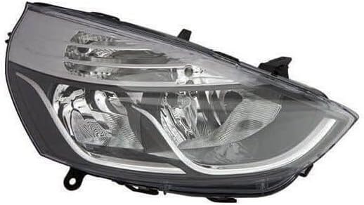 Repiauto Faro delantero derecho H1/H7 negro contorno cromado compatible con Renault Clio 4 fase 1 2012-2016