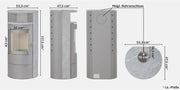Estufa de leña THERMIA München, piedra natural, 7 kW, combustión continua, automática gris