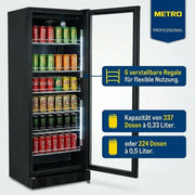 METRO Professional Refrigerador de bebidas GSC4280B, metal/vidrio, 280 L, refrigeración ventilada, 210 W, con cerradura, negro