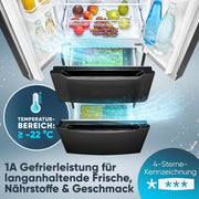 Frigorífico con congelador Bomann® | Congelador No-Frost | Frigorífico de 186 cm | 39 dB | Frigorífico combi con MultiAirflow | 320 L | Frigorífico combi No-Frost | KG 7361 negro-inox