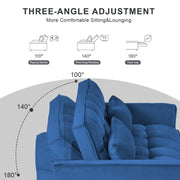 Sofá cama extraíble moderno, sofá cama 3 en 1 con respaldo ajustable, sofá biplaza de terciopelo, almohadas y bolsillos laterales
