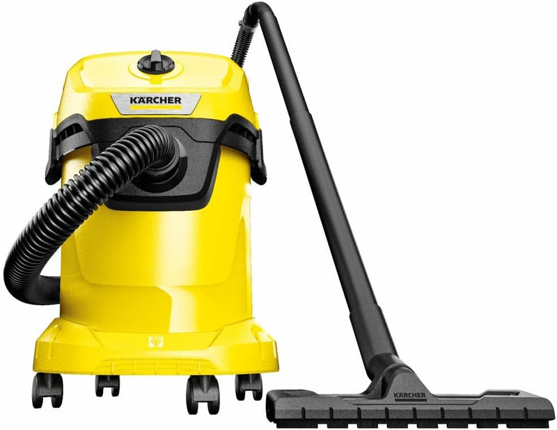 Aspirador en seco y húmedo Kärcher WD 3 V-17/4/20, función de soplado, 1000 W, depósito de polipropileno de 17 l, manguera de aspiración de 2 m, filtro de cartucho incluido, boquillas para suelos y ranuras