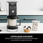 Ninja CREAMi Deluxe Heladera y máquina de bebidas heladas con 2 recipientes, 10 funciones, prepara helado, gelato, sorbete, yogur helado, batidos, granizados y más, opción de 2 sabores en 1, plateado, NC502EU