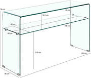 Consola de cristal transparente Meubletmoi de 100 cm con estante - Mesa de entrada de diseño contemporáneo - Ice