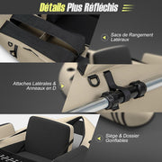 Bote de pesca inflable portátil GYMAX, con remo, regla para peces, soporte para caña, aletas, bomba, bolsillos de almacenamiento, transporte práctico con correas para los hombros