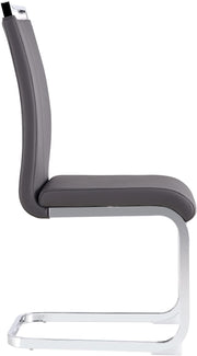 Juego de 4 sillas cantilever Merax, sillas de comedor con piel sintética PU y respaldo alto, estructura de metal cromado, silla de cocina moderna, silla tapizada para sala de estar y sala de conferencias, gris
