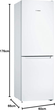 Frigorífico combi Bosch KGN36NWEA Serie 2, 186 x 60 cm, 215 L de refrigeración y 87 L de congelación, NoFrost: nunca más tendrá que descongelar, iluminación LED para una distribución uniforme de la luz