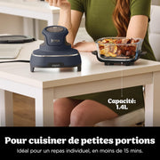 Freidora de aire portátil Ninja CRISPi, 3,8 L, 4 en 1: Freír sin aceite, Asar, Mantener caliente, Recrujiente, Diseño compacto, 2 recipientes con tapas, 1700 W, Gris FN101EUGY