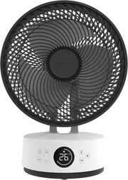 Ventilador de mesa MEACO MeacoFan Sefte® - Circulador de aire de 10" con 12 velocidades - Oscilación horizontal y vertical - 3 rangos de oscilación - Refrigeración ultra silenciosa con control remoto, negro