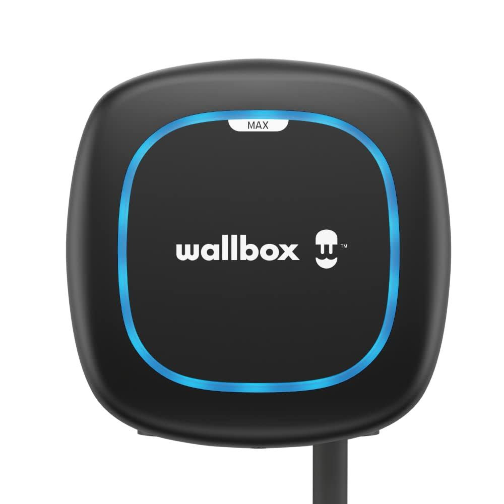 Cargador de vehículo eléctrico Wallbox Pulsar Max (7,4 kW, Tipo 2, Wi-Fi, Bluetooth, OCPP, interior/exterior, protección de puesta a tierra, cable)