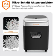 Destructora de papel C233-B con alimentación automática de 120 hojas, corte en partículas P-4, depósito de 23 L, 62 dB y 4 ruedas