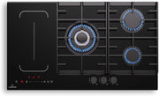 Placa de inducción y gas Klarstein MultiChef 5 - 5 zonas, Flexzone, 10,6 kW, control deslizante, Stop&Go, temporizador, negro, 87,5 cm