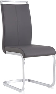 Juego de 4 sillas cantilever Merax, sillas de comedor con piel sintética PU y respaldo alto, estructura de metal cromado, silla de cocina moderna, silla tapizada para sala de estar y sala de conferencias, gris