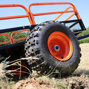 Remolque basculante Wiltec de hasta 680 kg para tractor cortacésped, remolque volquete de 216 x 122 x 76,2 cm con rejilla y paredes laterales extraíbles, remolque con función de vuelco