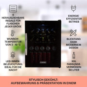 Mininevera Klarstein con puerta de cristal para habitaciones, refrigerador de bebidas con estantes ajustables, pequeño de 80 litros, frigorífico silencioso para interiores/exteriores