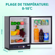 Nevera de gas SMETA 60L para camping, nevera de absorción, nevera de gas de 3 vías 12V 230V, nevera para autocaravanas, caravanas, furgonetas, viajes, cabañas, garaje, silenciosa, puerta reversible