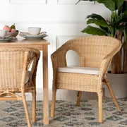 Silla de comedor Abbey de ratán natural estilo bohemio moderno