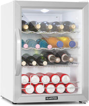 Mininevera Klarstein con puerta de cristal para habitaciones, refrigerador de bebidas con estantes ajustables, pequeño de 80 litros, frigorífico silencioso para interiores/exteriores
