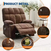 Sillón reclinable extragrande para adultos, sofá mecedor giratorio manual, bolsillos laterales y portavasos para personas altas y grandes, sala de estar