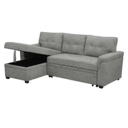 Sofá seccional reversible convertible con cama extraíble, chaise longue con almacenamiento oculto y patas duraderas
