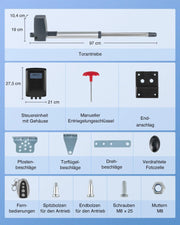 Kit de motor para puerta batiente doble automática CO-Z, máx. 2,5 m o 300 kg por hoja con 2 mandos a distancia, 80 W x 2