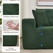 Sofá moderno de 108", sofá tapizado de 3 plazas en forma de L con cojines, sofá de asiento profundo, no requiere montaje