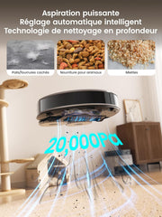 Robot aspirador y fregasuelos Lefant M3 Max, 20 000 Pa, estación multifuncional, doble mopa giratoria de 200 rpm y elevable 9 mm, navegación dToF, evitación de obstáculos PSD, 220 min