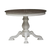 Mesa de comedor redonda de pedestal Magnolia Manor con extensiones expandibles - 2 acabados